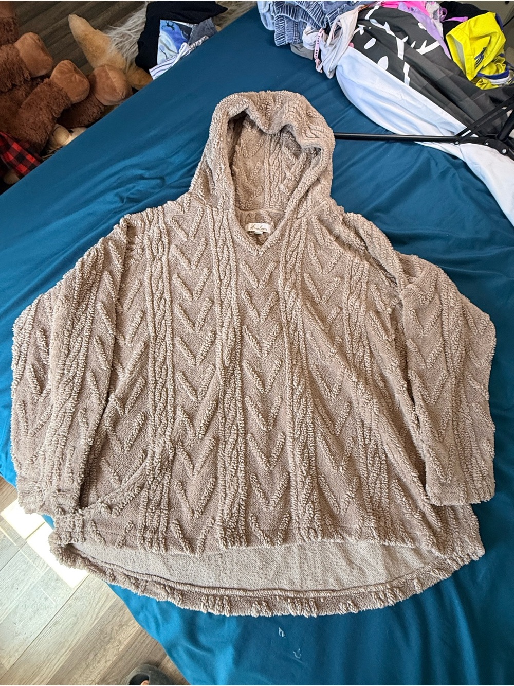 Annalee Taupe Hooded Cozy Knit Pullover
